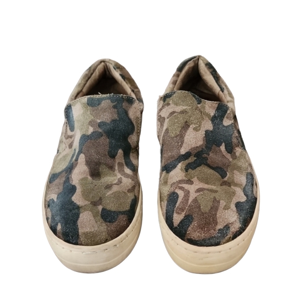 J/SLIDES NYC Harry Camo Suede Platform Sneakers 7 Slip On Washed Out Lived In - Picture 4 of 16